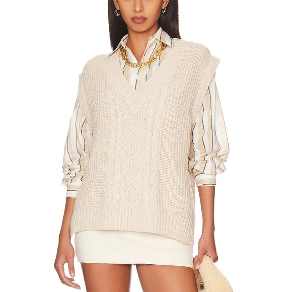 REVOLVE Cable Vest in Toasted Marshmallow - Picture 1 of 3